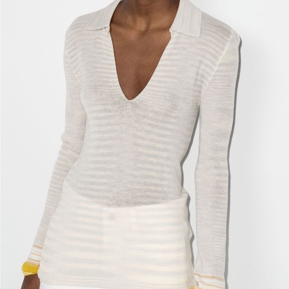 MISSONI WOOL LONG SLEEVE POLO SWEATER SZ 38 XS S NEW